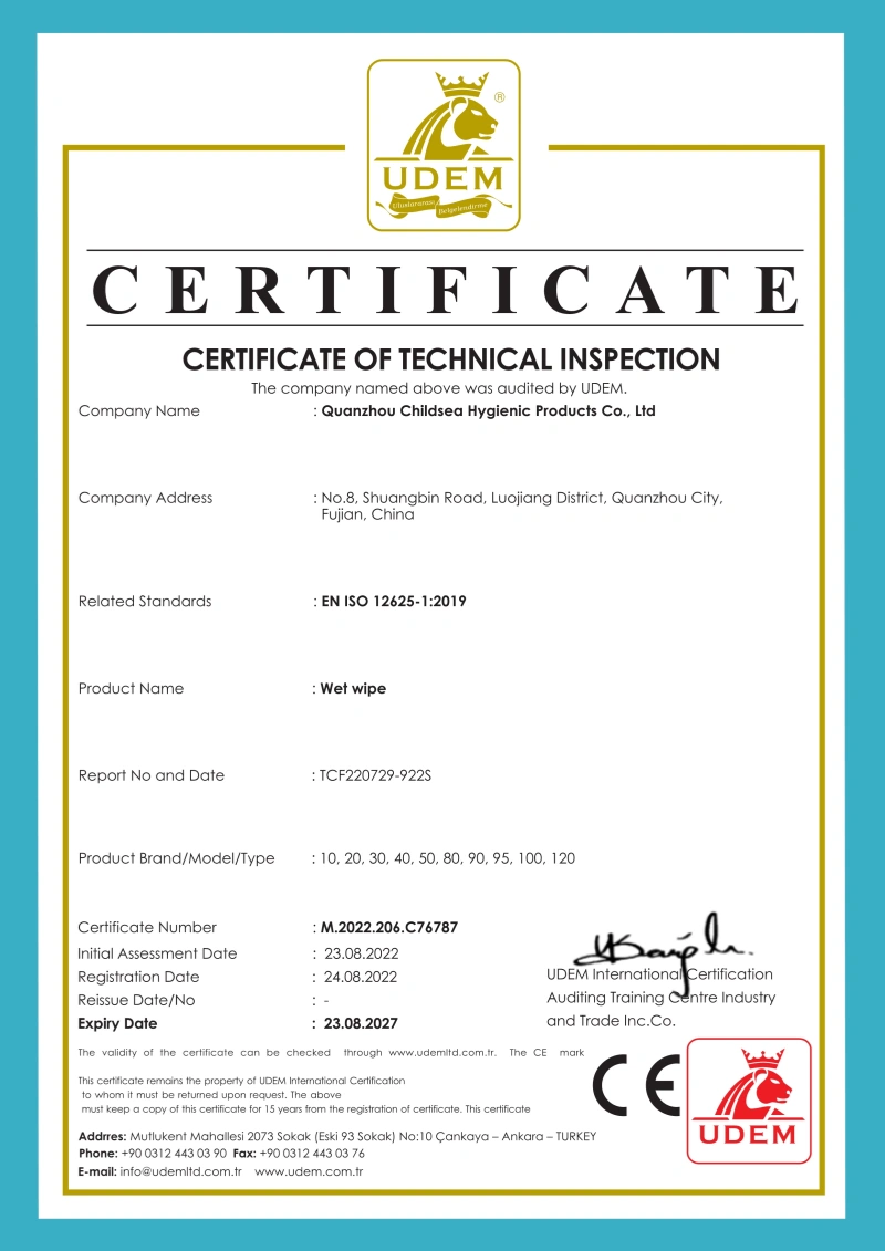 Childsea product certificate 2